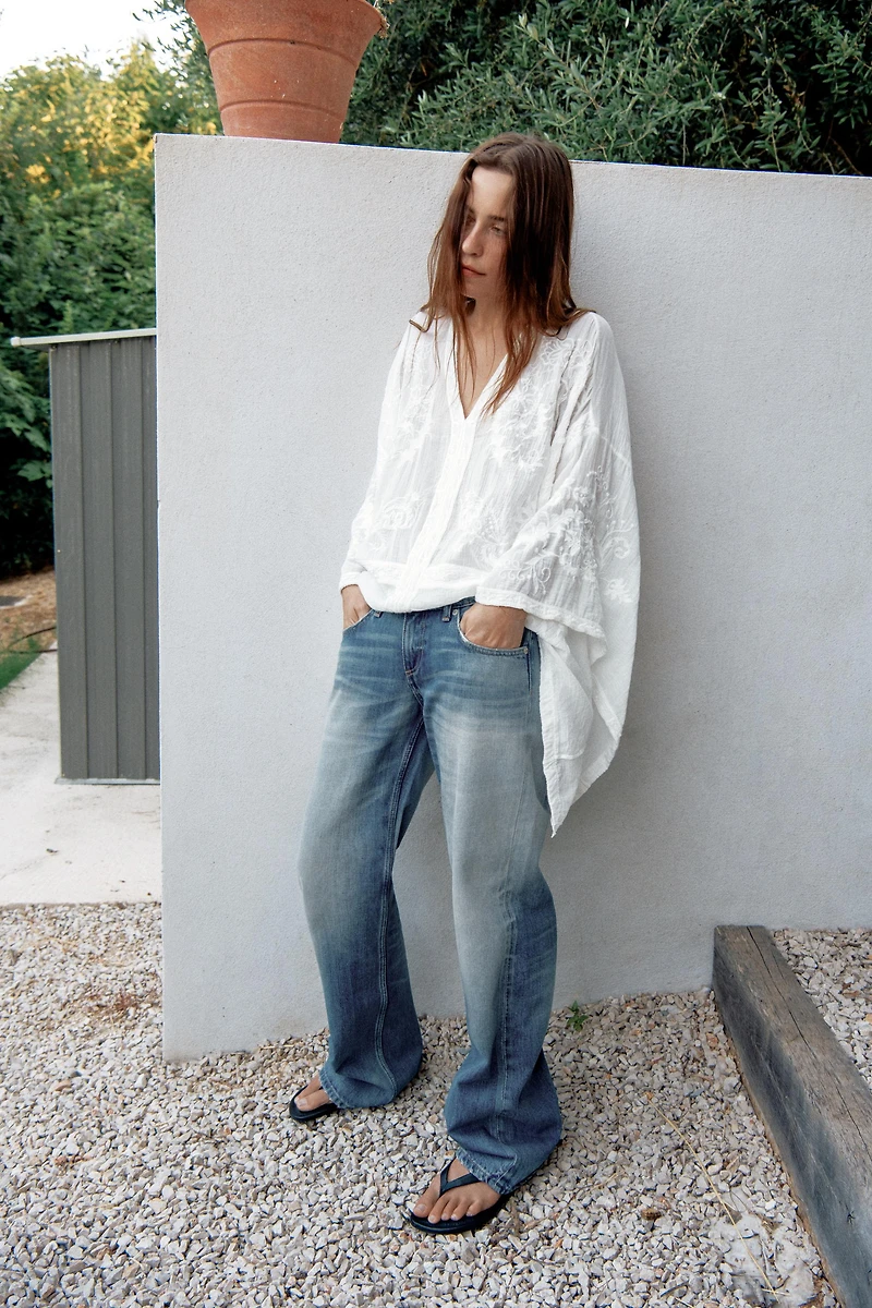 ZW COLLECTION EMBROIDERED CAPE BLOUSE