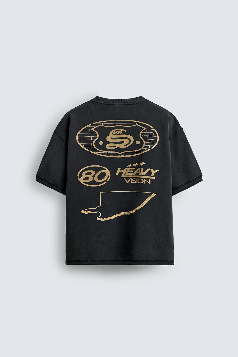 WASHED PRINTED GRAPHIC SWEATSHIRT