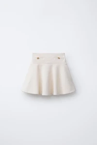 JEWEL BUTTON TEXTURED MIDI SKIRT