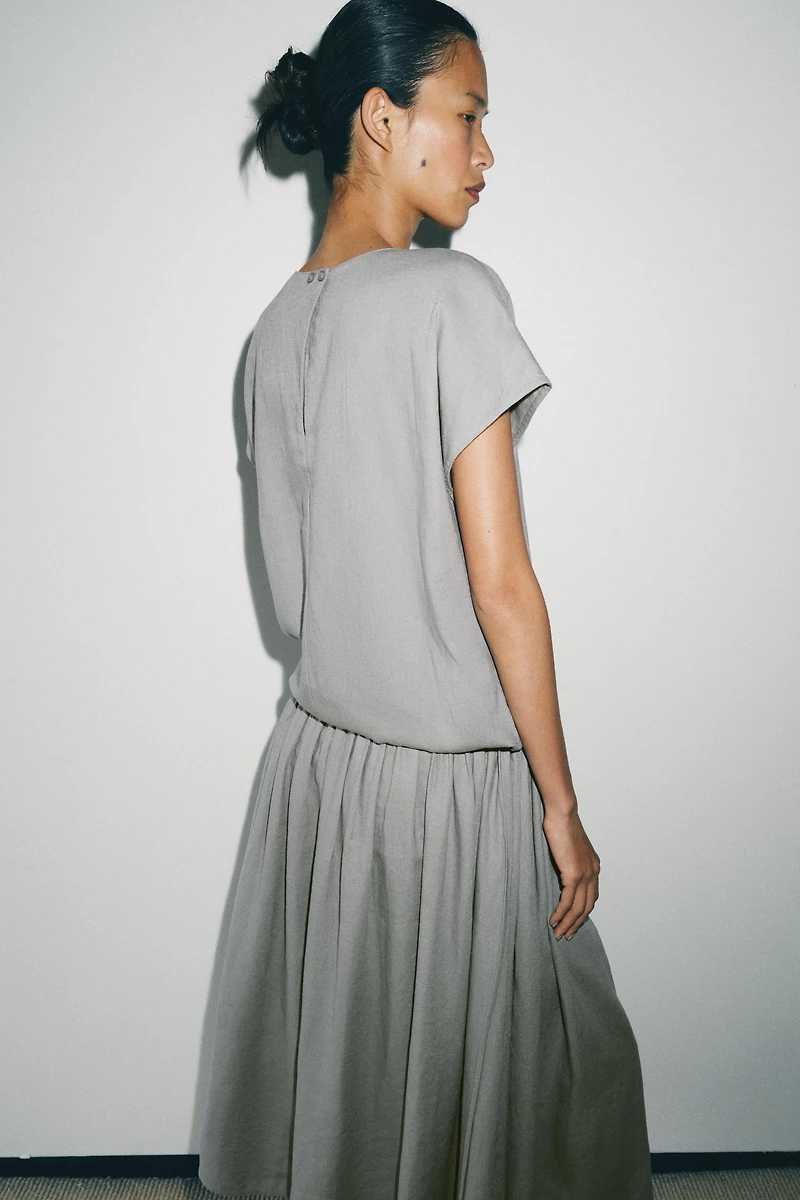 ZW COLLECTION LINEN BLEND MIDI DRESS