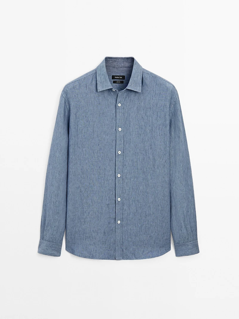 Chemise regular délavée en lin