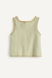 LIMITED EDITION CONTRAST EMBROIDERED KNIT TOP