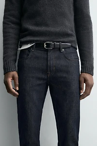 TOPSTITCHED LEATHER BELT