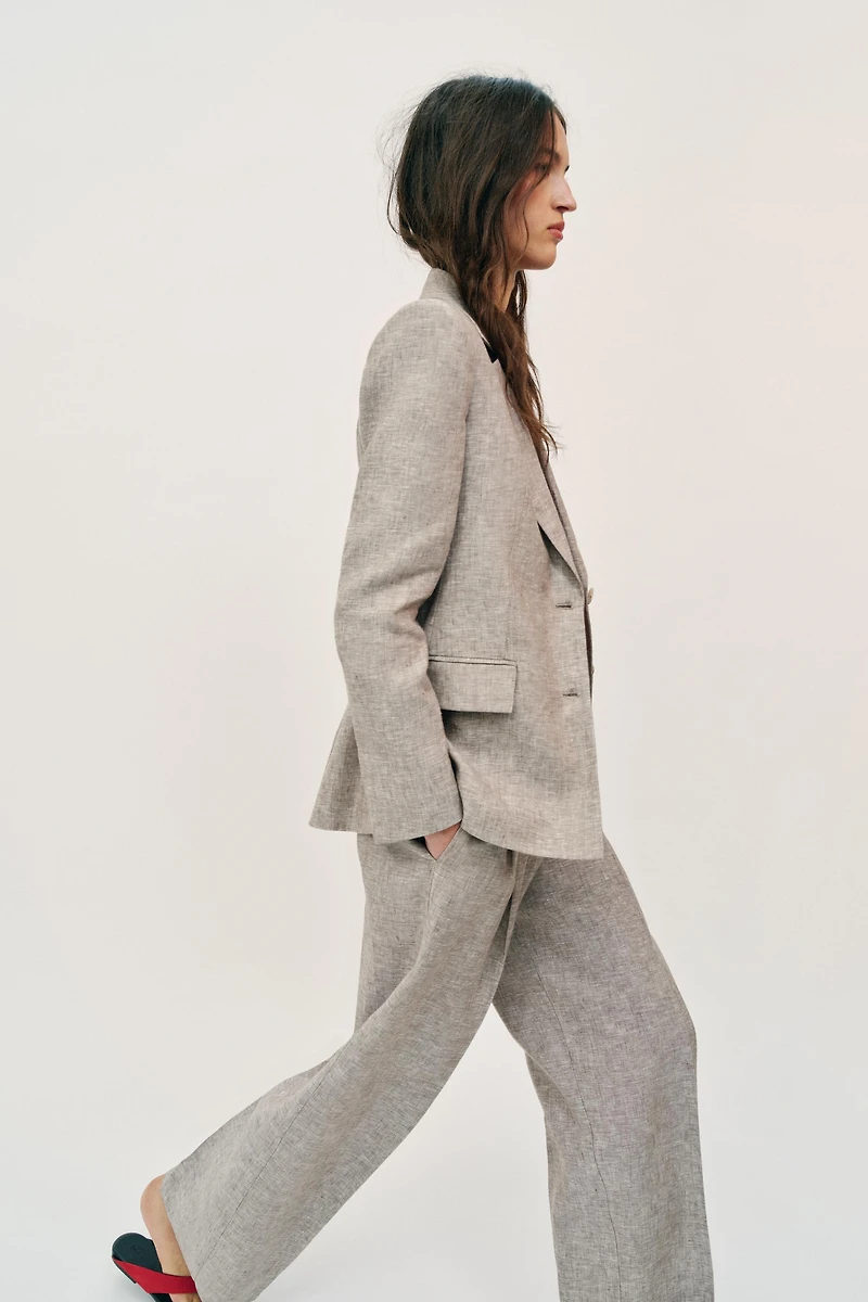 100% LINEN STRAIGHT LEG PANTS
