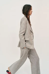 100% LINEN STRAIGHT LEG PANTS