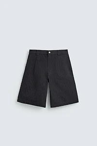 PINSTRIPED PLEATED SHORTS