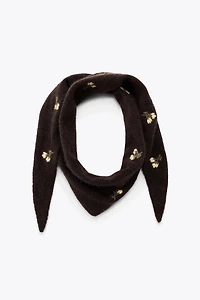 FLORAL EMBROIDERY KNIT BANDANA