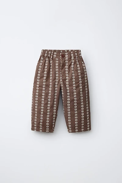 EMBROIDERED PRINTED BAGGY PANTS