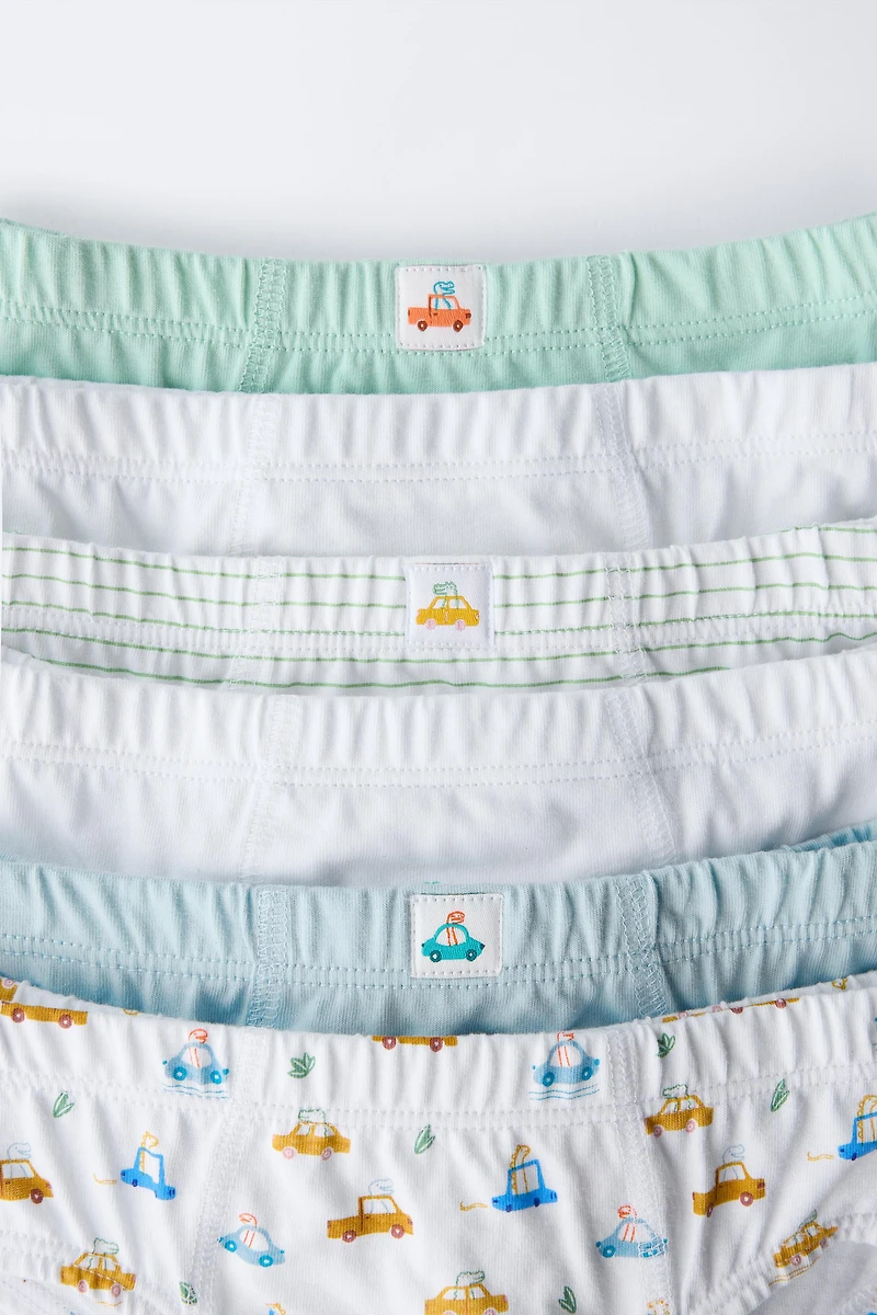 2-6 YEARS/ SIX-PACK OF DINO & CAR BRIEFS