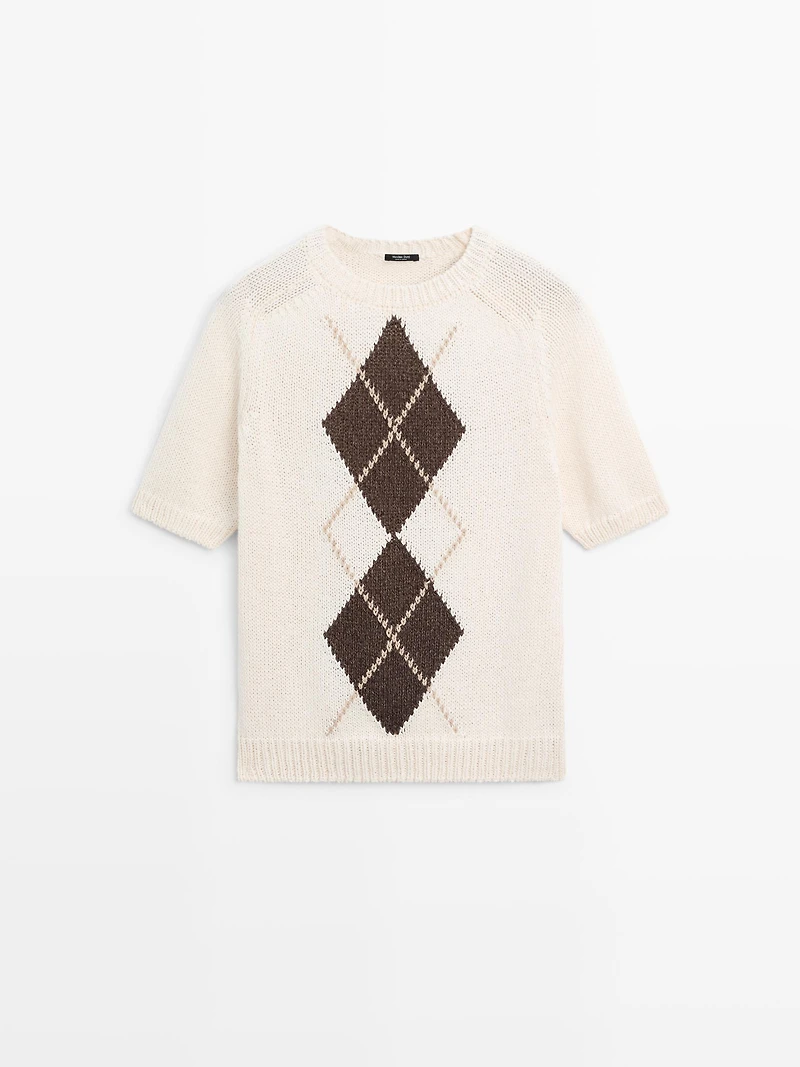 Pull en maille à manches courtes losanges