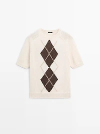 Pull en maille à manches courtes losanges