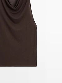 Top sans manches à col drapé
