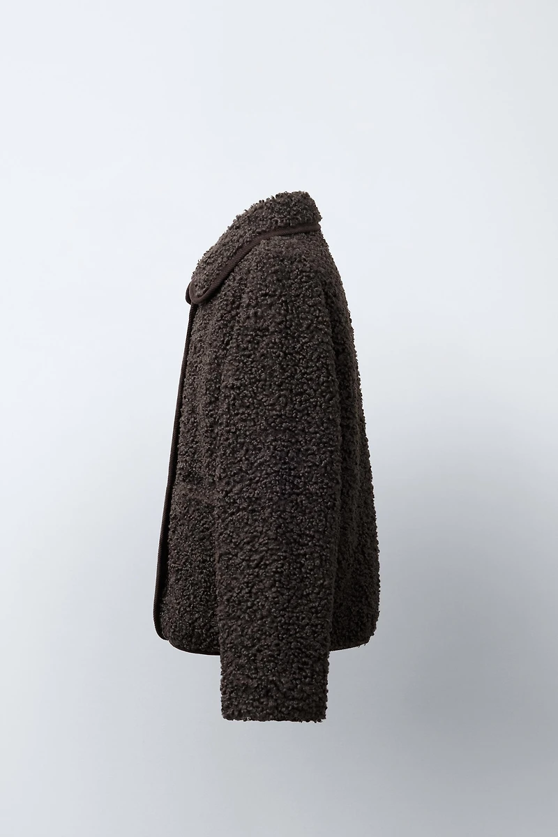 PIPED SHEARLING COAT