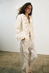 LINEN BLEND FRINGE JACKET ZW COLLECTION