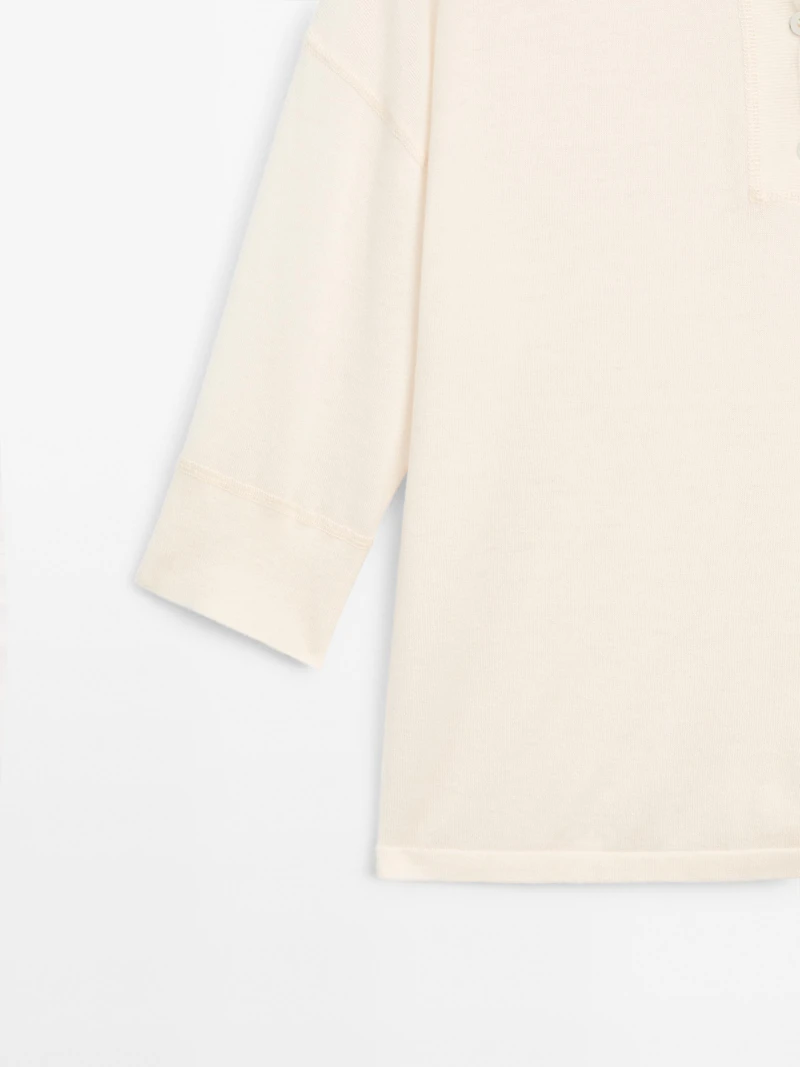 Wool blend henley sweater