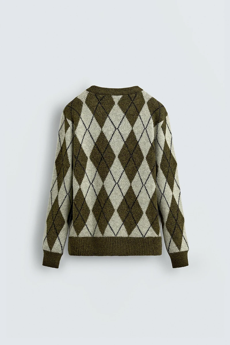 DIAMOND JACQUARD SWEATER