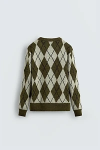 DIAMOND JACQUARD SWEATER