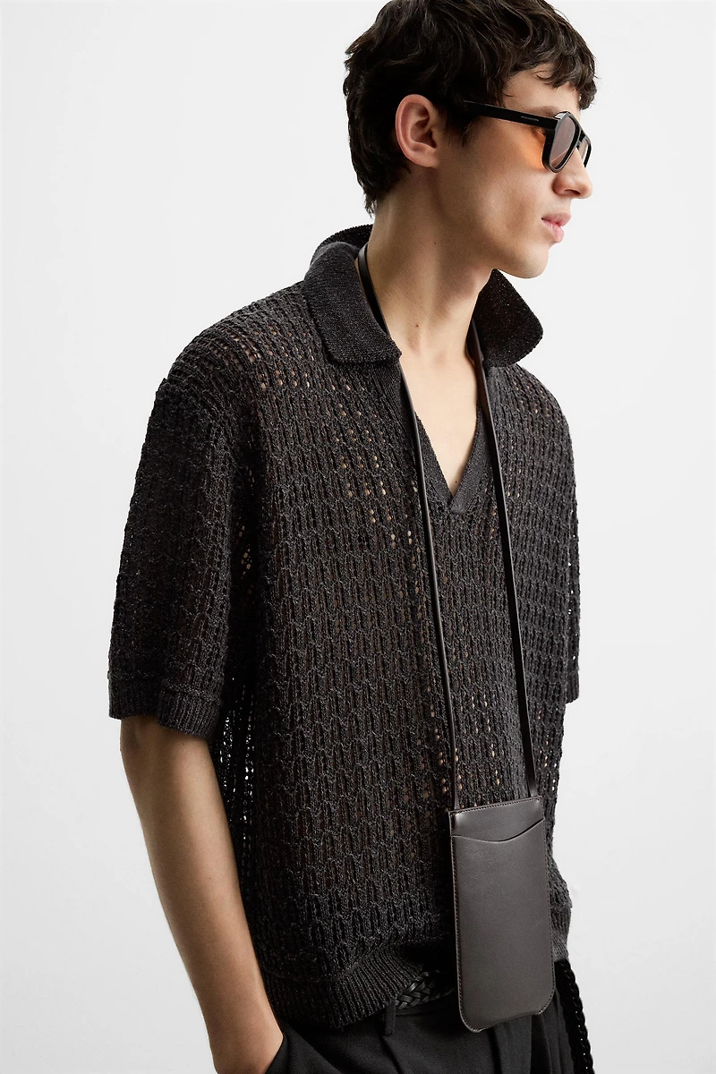 OPEN KNIT POLO SHIRT