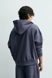 COMBINATION WAFFLE HOODIE SWEATSHIRT