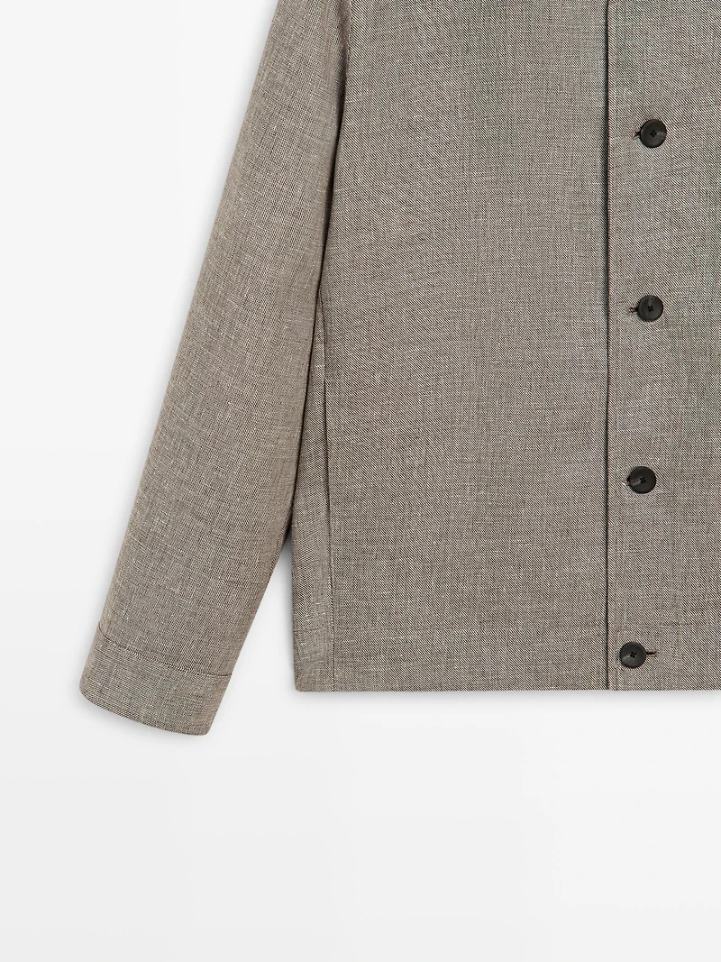 Linen blend bomber jacket with collar detail