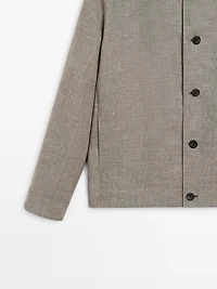 Linen blend bomber jacket with collar detail
