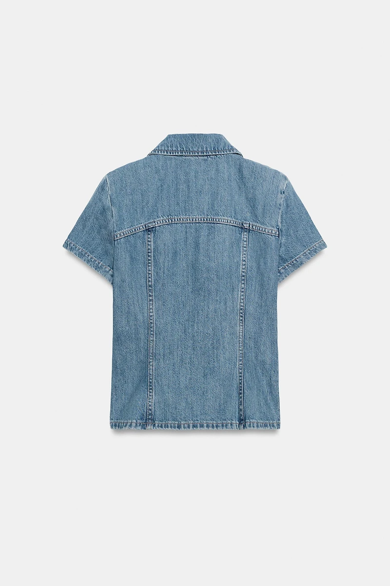 TRF ZIPPERED DENIM SHIRT