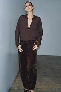 ZW COLLECTION HIGH-WAISTED FLOCKED BALLOON JEANS