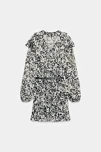 BELTED PRINTED MINI DRESS