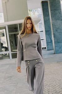 BUTTONED TWILL PANTS