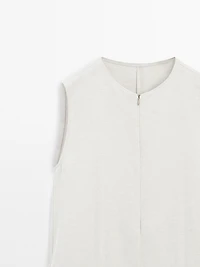 Linen blend short jumpsuit