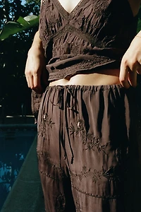 EMBROIDERED BEADED PANTS
