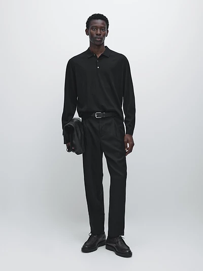 Pantalon à pinces relaxed fit en laine mélangée