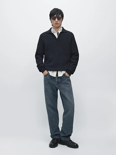 Pull polo en maille de coton