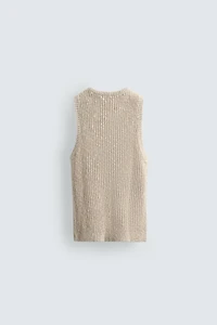 KNIT COTTON LINEN BLEND TANK TOP