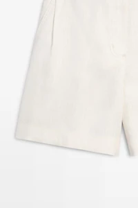 Short plissé 100 % lin