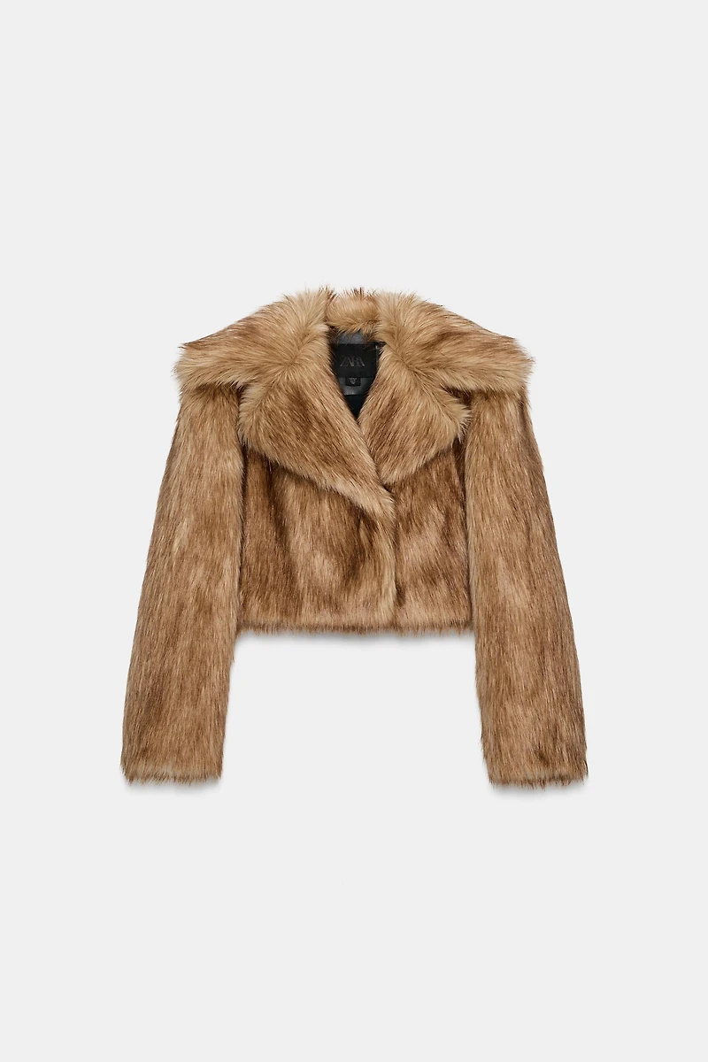 ZW COLLECTION FAUX FUR CROPPED JACKET