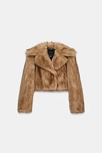 ZW COLLECTION FAUX FUR CROPPED JACKET
