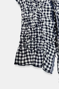 DRAPED GINGHAM TOP