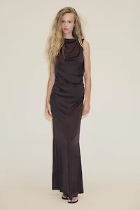 OPEN-BACK SATIN LONG DRESS