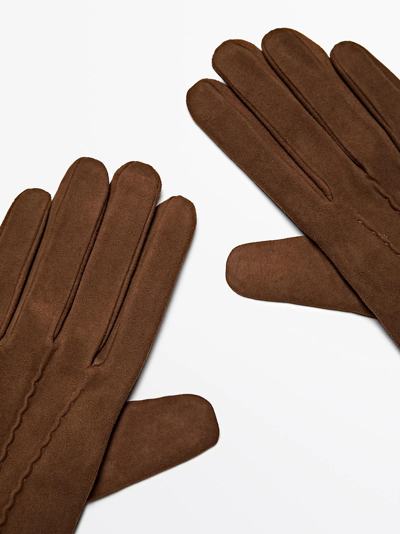 Suede leather gloves
