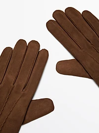 Suede leather gloves