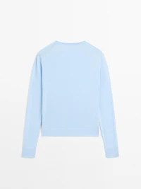 Wool blend knit sweater with crew neck