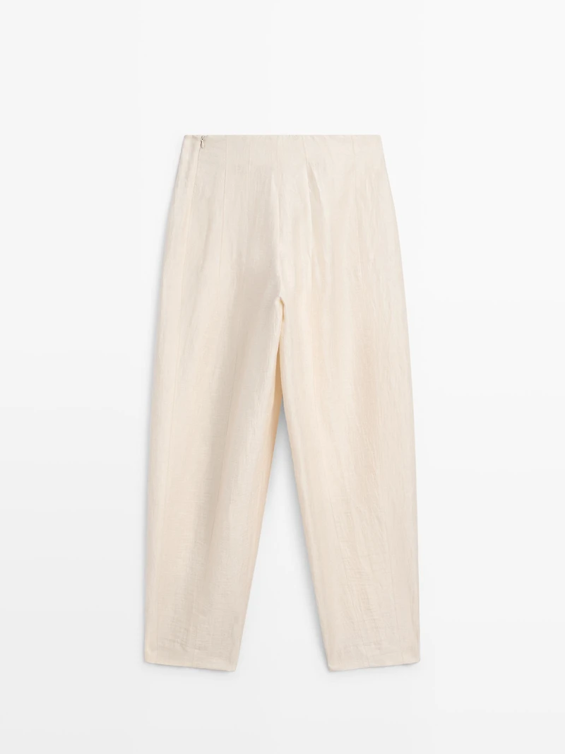 Pantalon bouffant en lin mélang