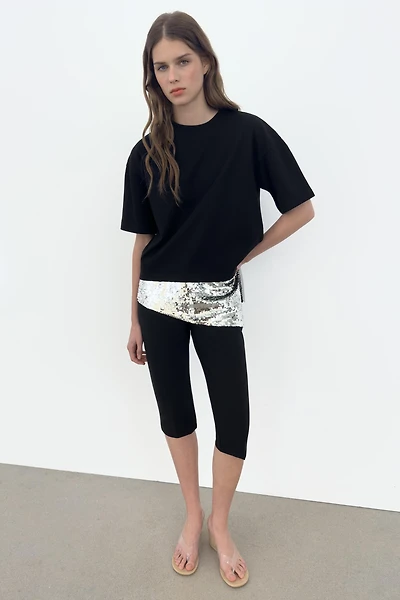 ASYMMETRIC SEQUIN T-SHIRT
