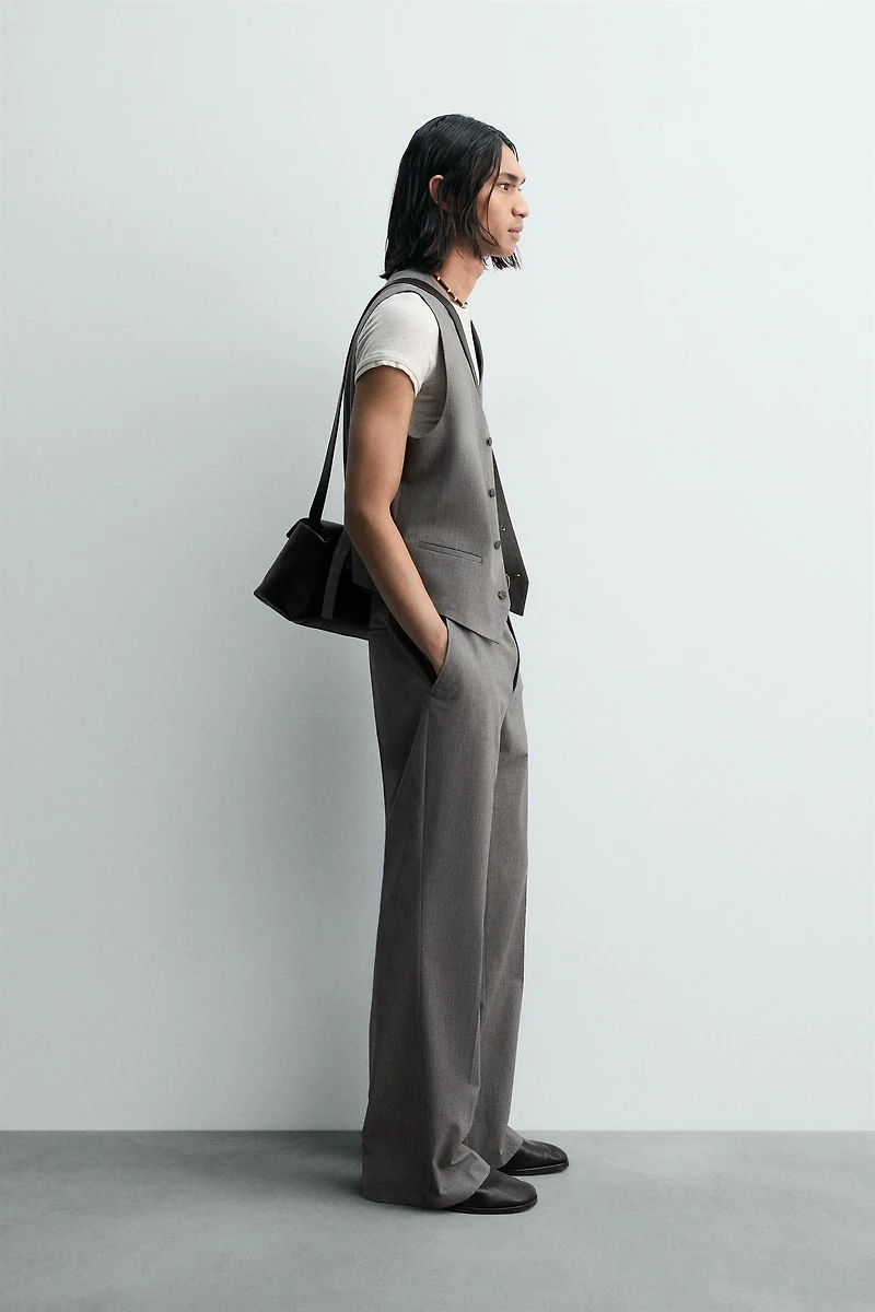 TEXTURED STRIPED SUIT VEST