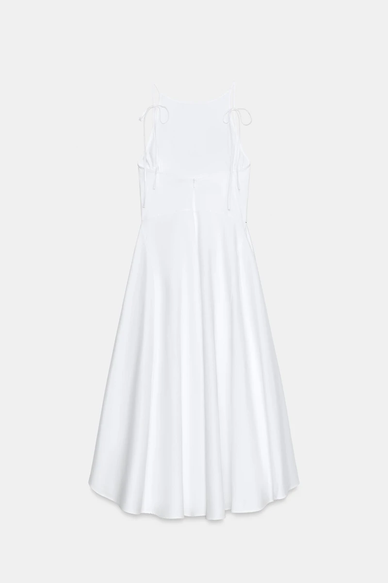 ROBE MI-LONGUE EN GABARDINE À VOLUME