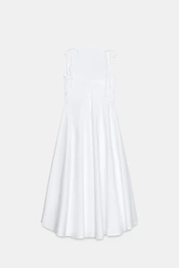 ROBE MI-LONGUE EN GABARDINE À VOLUME