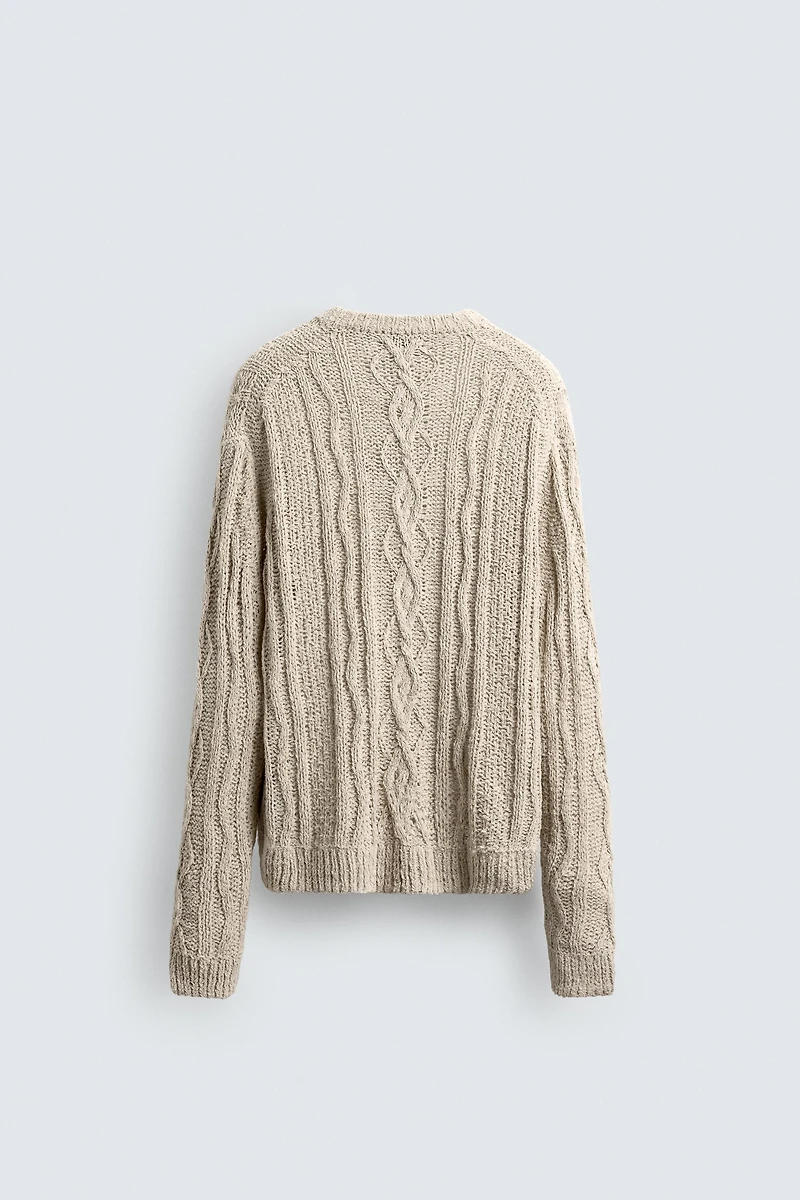 TEXTURED BRAID SWEATER