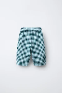 TEXTURED PLAID BAGGY PANTS