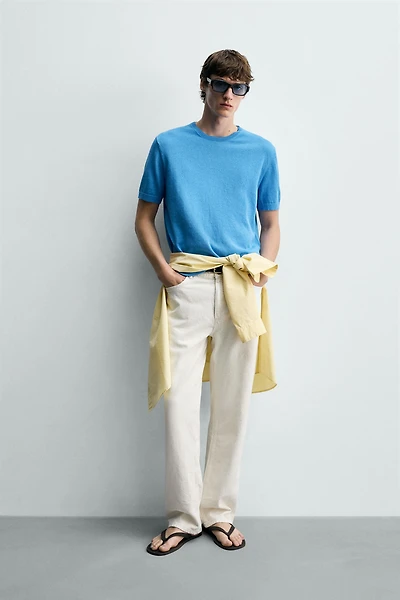 KNIT COTTON BLEND T-SHIRT